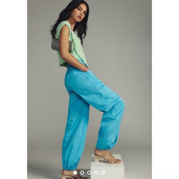 Maeve Clean Balloon Trouser Elastic Waist Cargo Pants Blue Baggy Anthropologie 8 - Picture 10 of 10